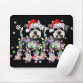 Schnauzer Dog Reindeer Christmas Lights Ugly Xmas Muismat (Met muis)
