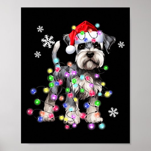 Schnauzer Dog Reindeer Christmas Lights Ugly Xmas  Poster (Voorkant)