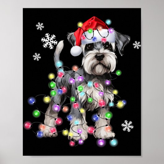Schnauzer Dog Reindeer Christmas Lights Ugly Xmas Poster (Voorkant)