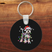 Schnauzer Dog Reindeer Christmas Lights Ugly Xmas  Sleutelhanger (Voorkant)