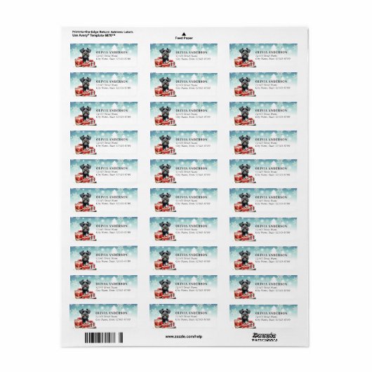 Schnauzer Dog Return Address Labels (Full Sheet)