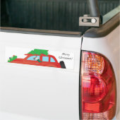 Schnauzer Dog Rijden met een kerstwagen met boom Bumpersticker (Op Truck)