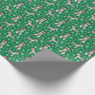 Schnauzer Dog Santa Paws Cute Kerstmis Cadeaupapier