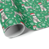 Schnauzer Dog Santa Paws Cute Kerstmis Cadeaupapier (Rol Hoek)