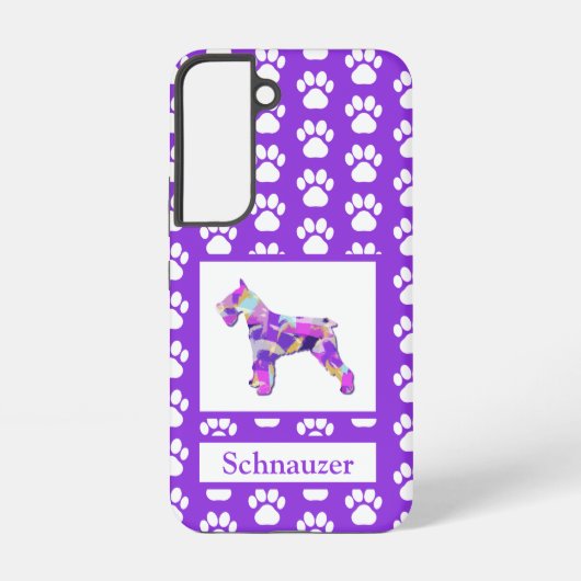 Schnauzer Dog Silhouet Poot Paarse PY&B Samsung Galaxy Hoesje (Achterkant)