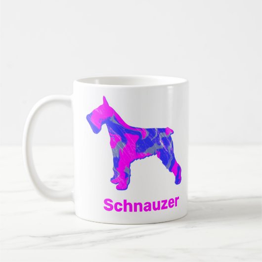 Schnauzer Dog Silhouette Crazy Hot Pink Mok (Links)