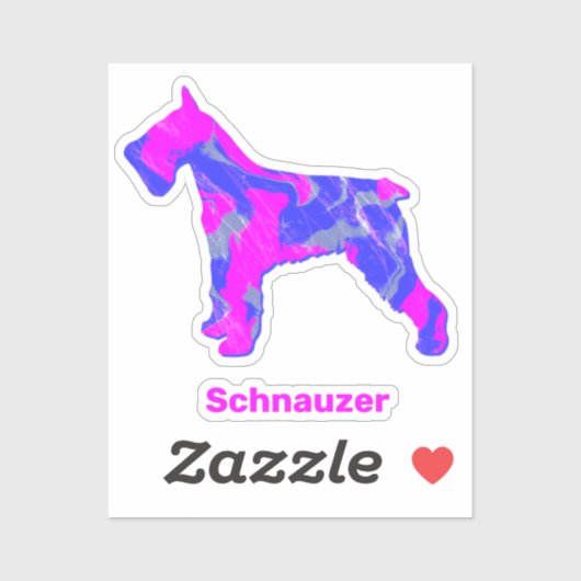 Schnauzer Dog Silhouette Crazy Hot Pink Square Sti Sticker (Vel)