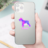 Schnauzer Dog Silhouette Crazy Hot Pink Square Sti Sticker (Telefoon)