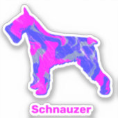 Schnauzer Dog Silhouette Crazy Hot Pink Square Sti Sticker (Voorkant)