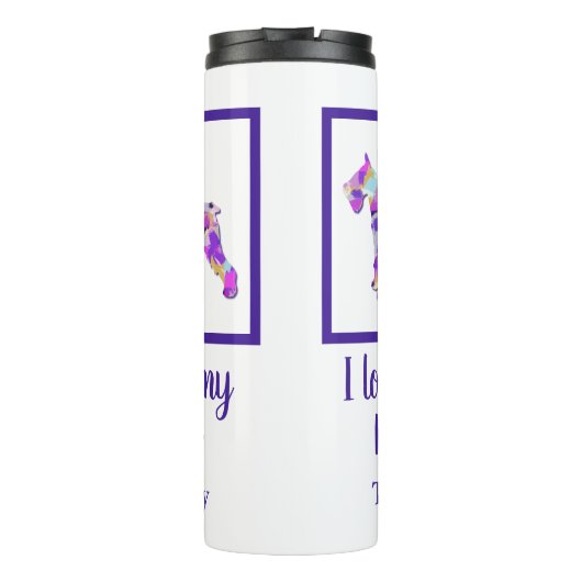 Schnauzer Dog Silhouette Leuke Paarse PY&B Thermosbeker (Achterkant)