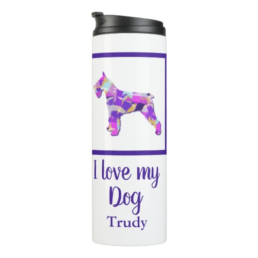 Schnauzer Dog Silhouette Leuke Paarse PY&B Thermosbeker (Geroteerd rechts)