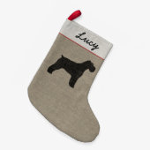 Schnauzer Dog Silhouette met Natural Floppy Ears Kleine Kerstsok (Voorkant (Hangend))