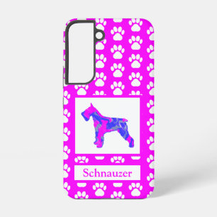 Schnauzer Dog Silhouette Paw Roze Blauw Roze Samsung Galaxy Hoesje