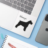Schnauzer Dog Silhouette Vinyl Sticker (Laptop met iPhone)