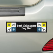 Schnauzer Dog Silhouette Yellow & Blue Grid Bumpersticker (Op auto)