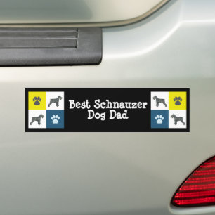 Schnauzer Dog Silhouette Yellow & Blue Grid Bumpersticker