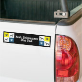 Schnauzer Dog Silhouette Yellow & Blue Grid Bumpersticker (Op Truck)