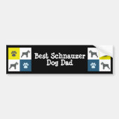 Schnauzer Dog Silhouette Yellow & Blue Grid Bumpersticker (Voorkant)