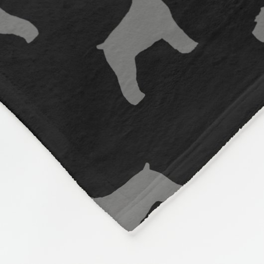Schnauzer Dog Silhouettes Pattern Black and Grey Fleece Deken (Hoek)