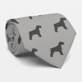 Schnauzer Dog Silhouettes Pattern Gray Stropdas (Opgerold)