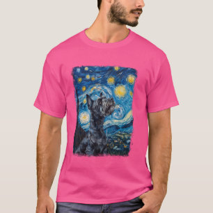 Schnauzer Dog Sterrennacht Painting T-shirt