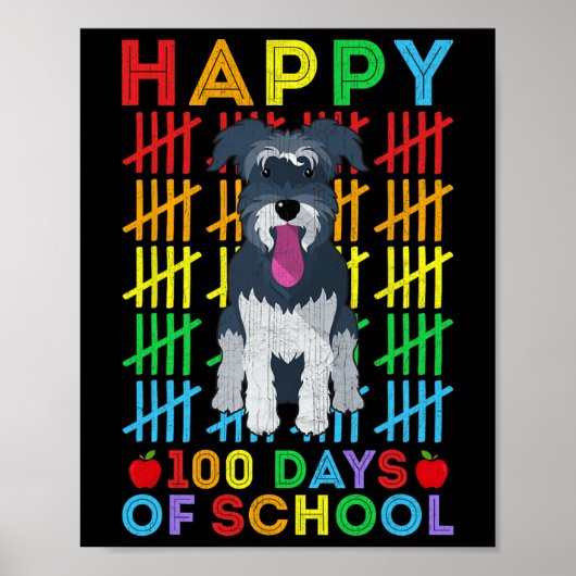 Schnauzer Dog Student 100 dagen naar school Poster (Voorkant)