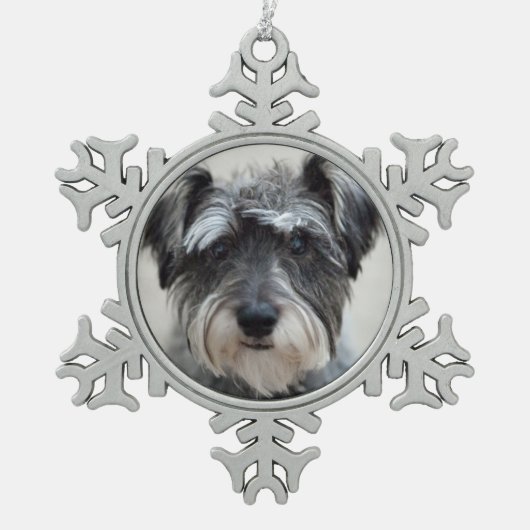 Schnauzer Dog Tin Sneeuwvlok Ornament (Voorkant)