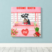 Schnauzer Dog Valentijnsdag Kissing Booth Canvas Afdruk (Insitu (Houten vloer))
