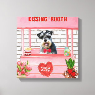 Schnauzer Dog Valentijnsdag Kissing Booth Canvas Afdruk