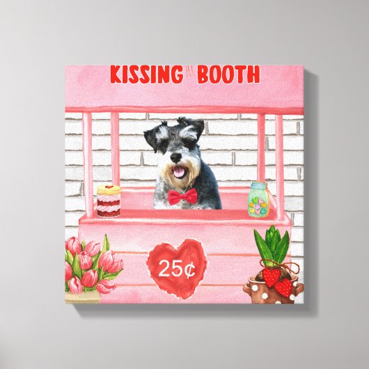 Schnauzer Dog Valentijnsdag Kissing Booth Canvas Afdruk (Voorkant)
