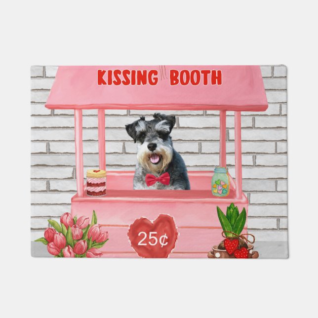 Schnauzer Dog Valentijnsdag Kissing Booth Deurmat (Voorkant)