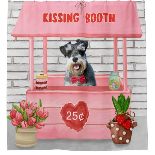 Schnauzer Dog Valentijnsdag Kissing Booth Douchegordijn (Voorkant)