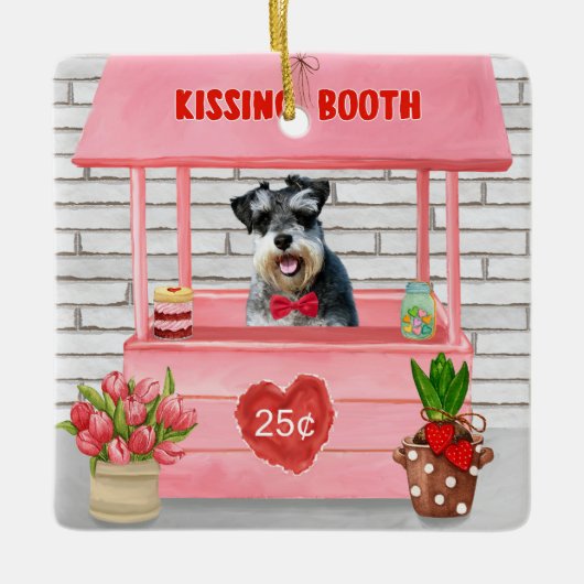 Schnauzer Dog Valentijnsdag Kissing Booth Keramisch Ornament (Voorkant)