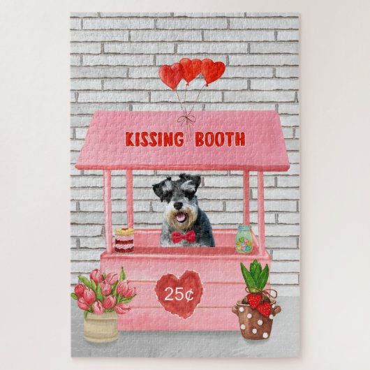 Schnauzer Dog Valentijnsdag Kissing Booth Legpuzzel (Verticaal)