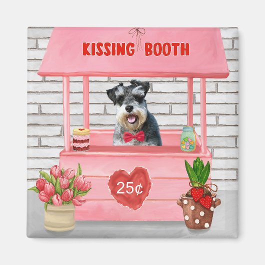 Schnauzer Dog Valentijnsdag Kissing Booth Magneet (Voorkant)