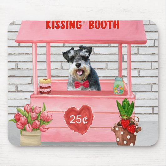 Schnauzer Dog Valentijnsdag Kissing Booth Muismat (Voorkant)