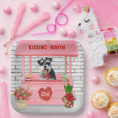 Schnauzer Dog Valentijnsdag Kissing Booth Papieren Bordje (Feest)