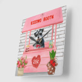 Schnauzer Dog Valentijnsdag Kissing Booth Vierkante Klok (Hoek)