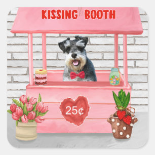Schnauzer Dog Valentijnsdag Kissing Booth Vierkante Sticker