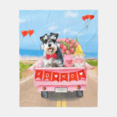 Schnauzer Dog Valentijnsdag Truck Fleece Deken (Voorkant)
