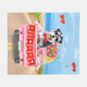 Schnauzer Dog Valentijnsdag Truck Fleece Deken (Voorkant (Horizontaal))