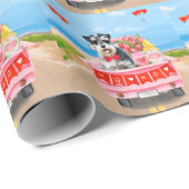 Schnauzer Dog Valentijnsdag Truck Hearts Cadeaupapier (Rol Hoek)
