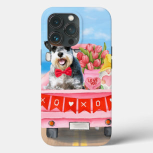 Schnauzer Dog Valentijnsdag Truck Hearts Case-Mate iPhone Case