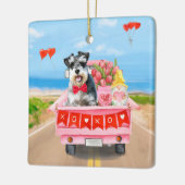 Schnauzer Dog Valentijnsdag Truck Hearts Keramisch Ornament (Links)