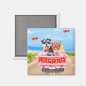 Schnauzer Dog Valentijnsdag Truck Hearts Magneet (Voorkant / Achterkant)