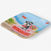 Schnauzer Dog Valentijnsdag Truck Hearts Papieren Bordje (Gebogen)