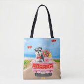 Schnauzer Dog Valentijnsdag Truck Hearts Tote Bag (Voorkant)