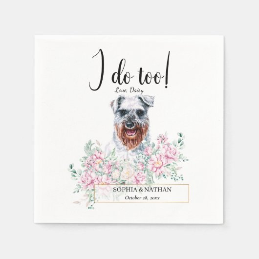 Schnauzer Dog Wedding Cocktail Napkins Servet (Voorkant)