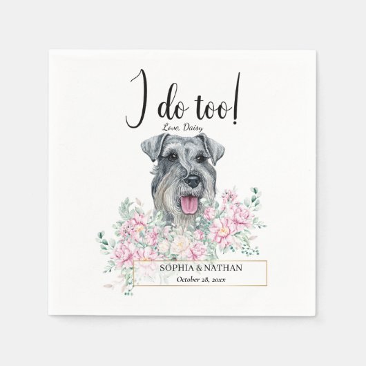 Schnauzer Dog Wedding Cocktail Napkins Servet (Voorkant)