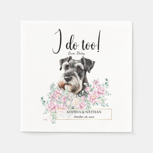 Schnauzer Dog Wedding Cocktail Napkins Servet (Voorkant)